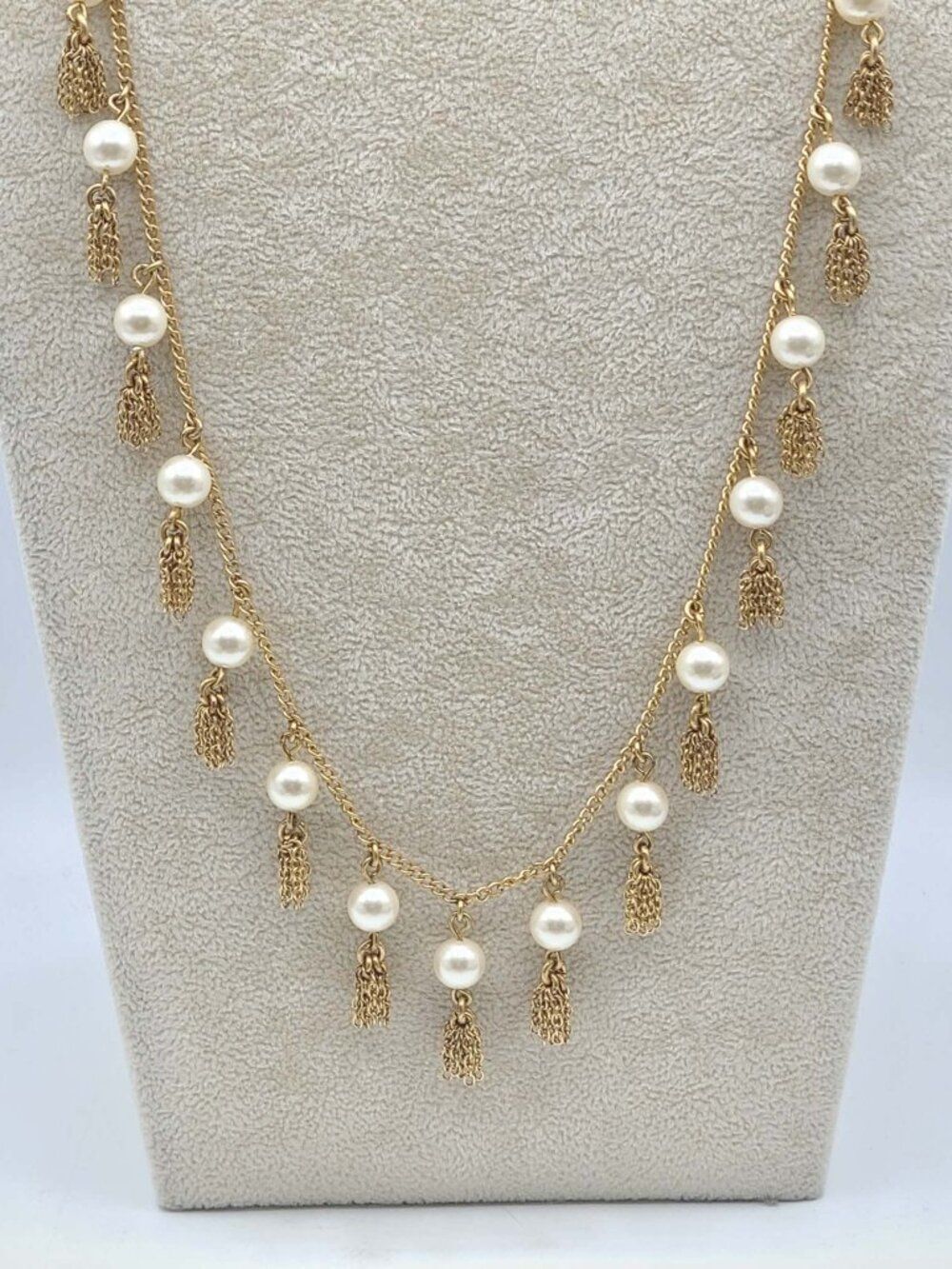J Crew Gold Tone Tassel and Pearl Necklace - Picture 7 of 9
